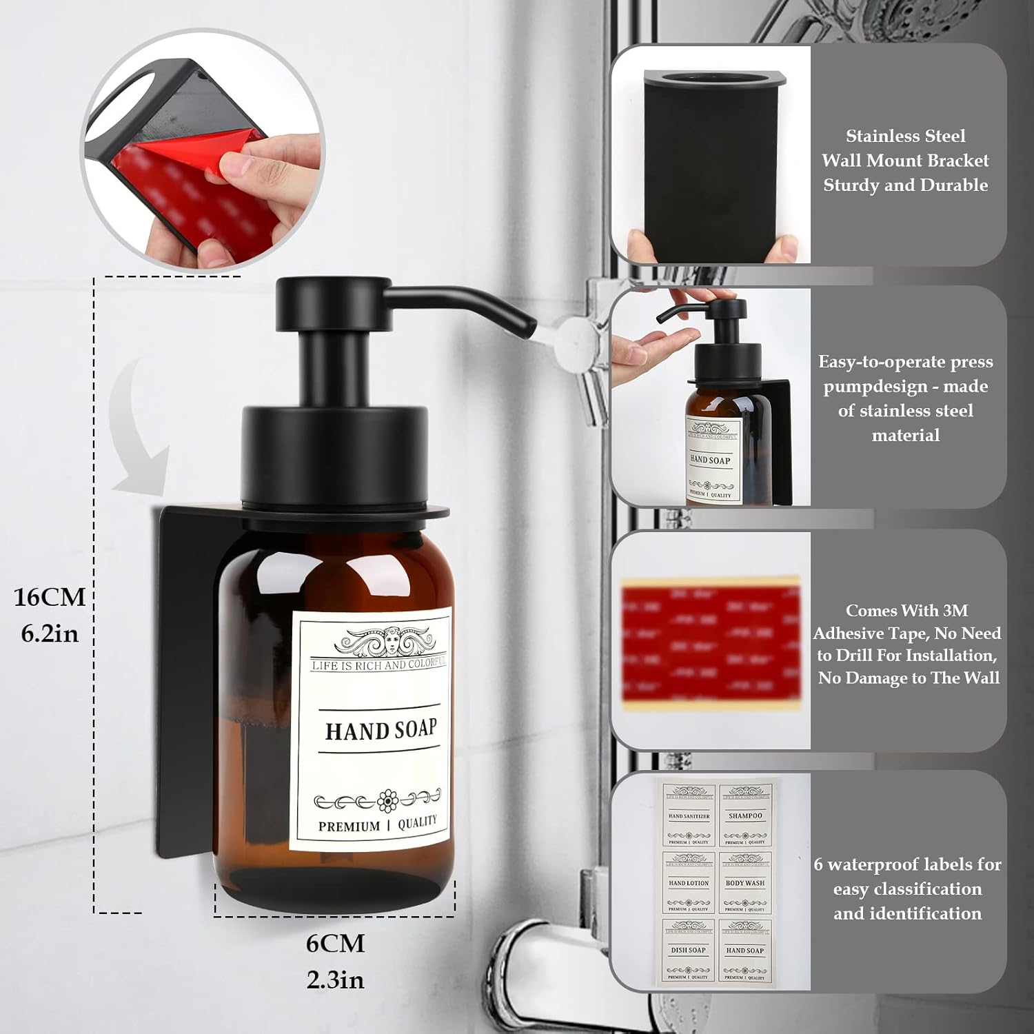 Nobtou 85oz Glass Soap Dispenser 2 Pack - Brown 1