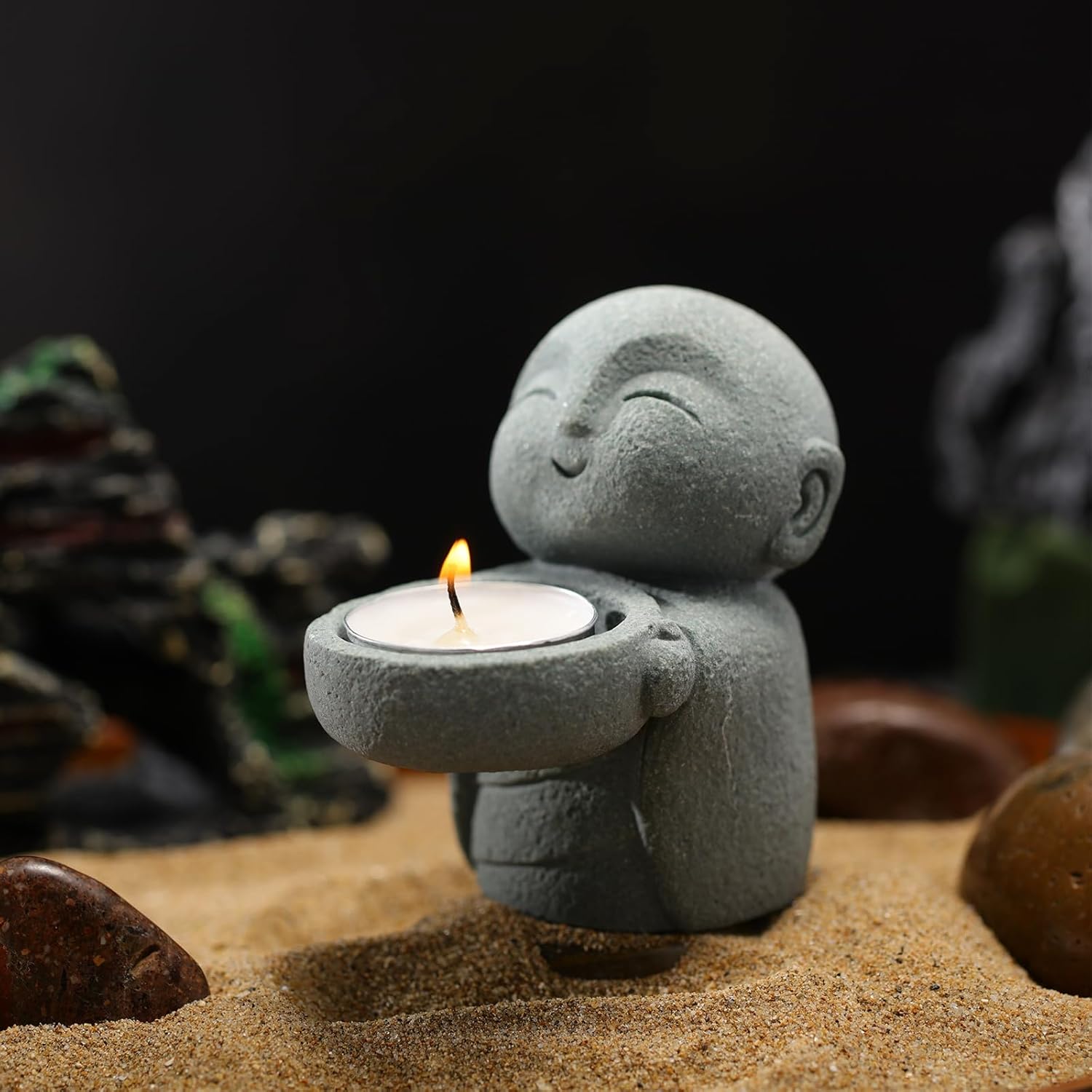Landical Buddha Sandstone Statue for Feng Shui Decor