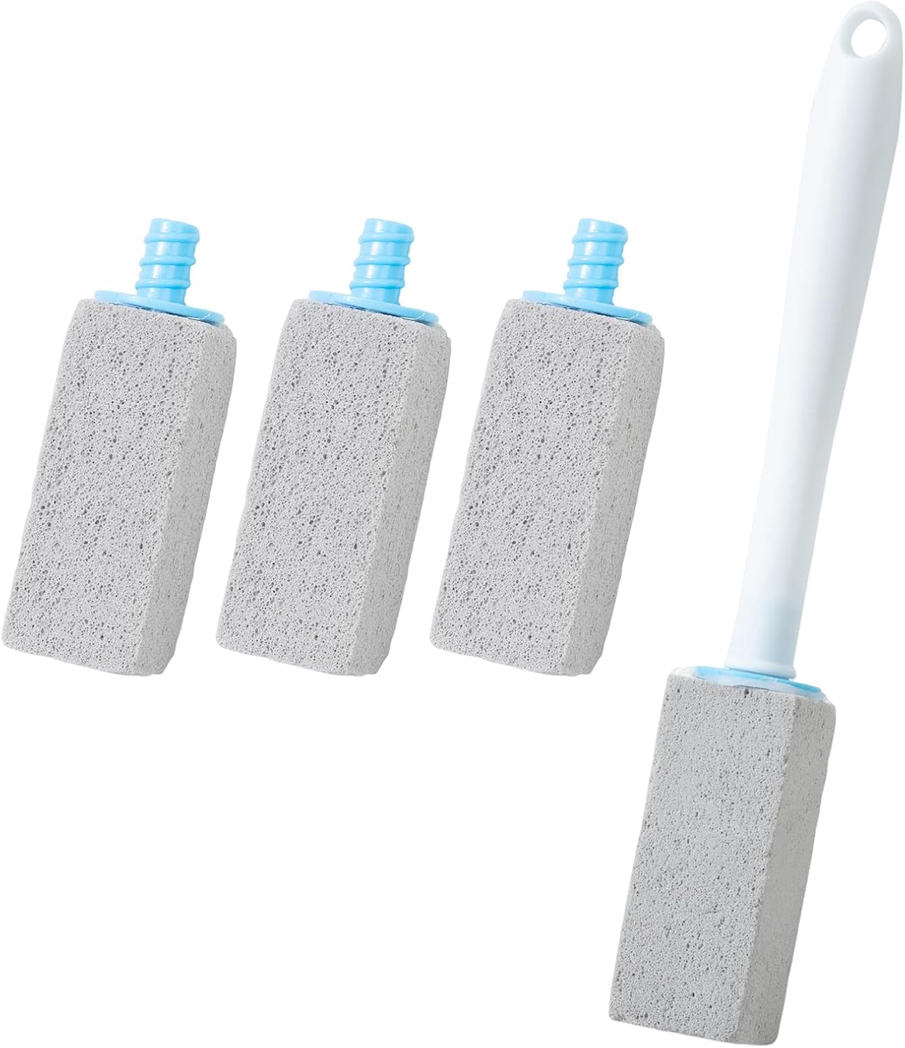 Pumice Stone Toilet Cleaner with Long Handle 1 Handle 4 Replaceable Pumice Heads