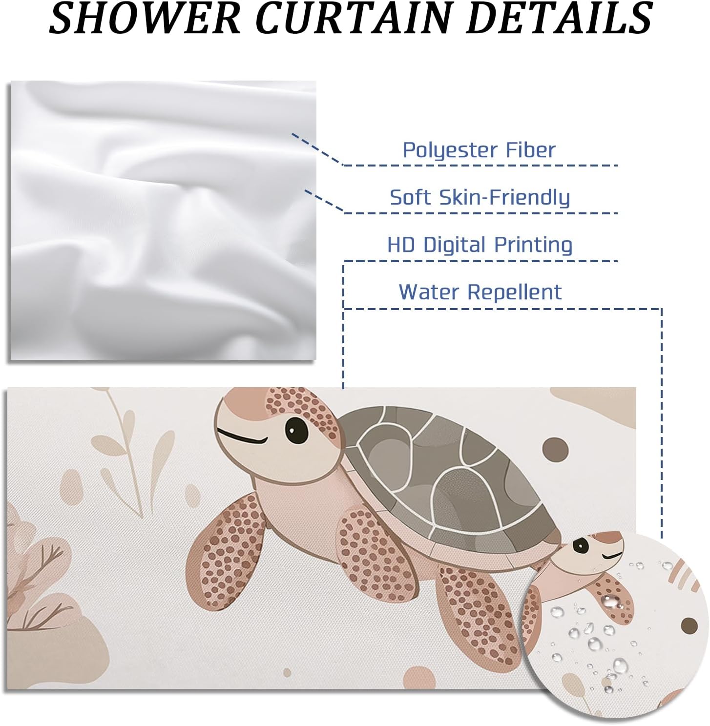 Kids Sea Turtle Decorative Shower Curtain Set
