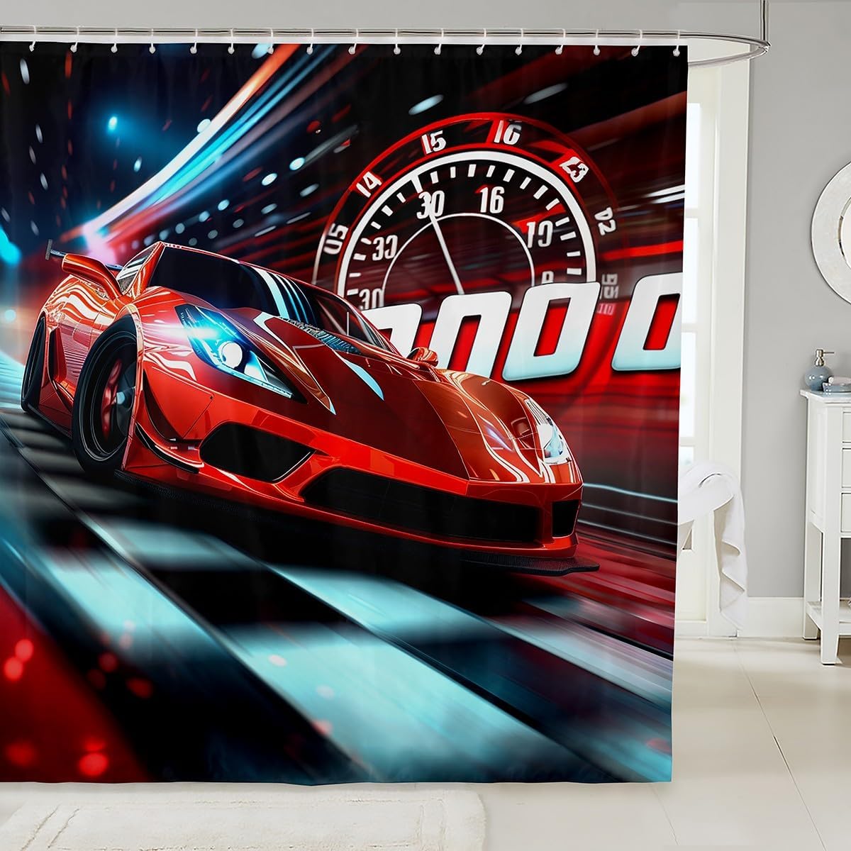 Feelyou Racing Car Shower Curtain Set 72x72