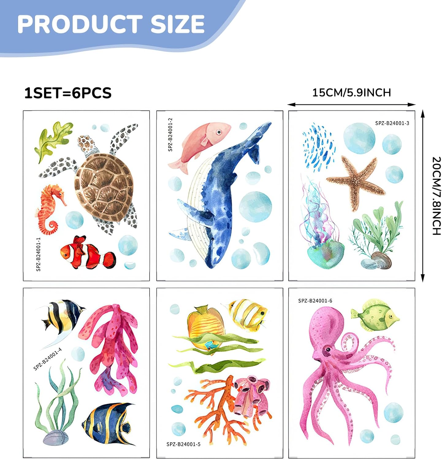 Non-Slip Bathtub Stickers with Cute Sea Animal Designs