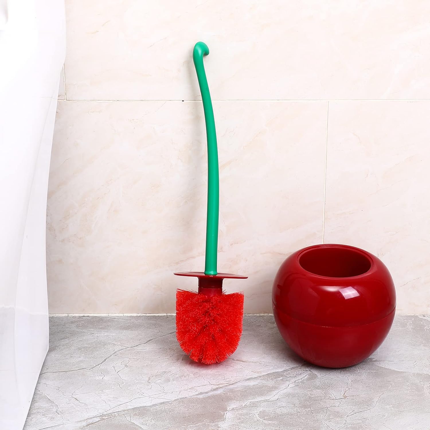 Tofficu Toilet Brush Holder - Cherry Shaped Bathroom Cleaner Set