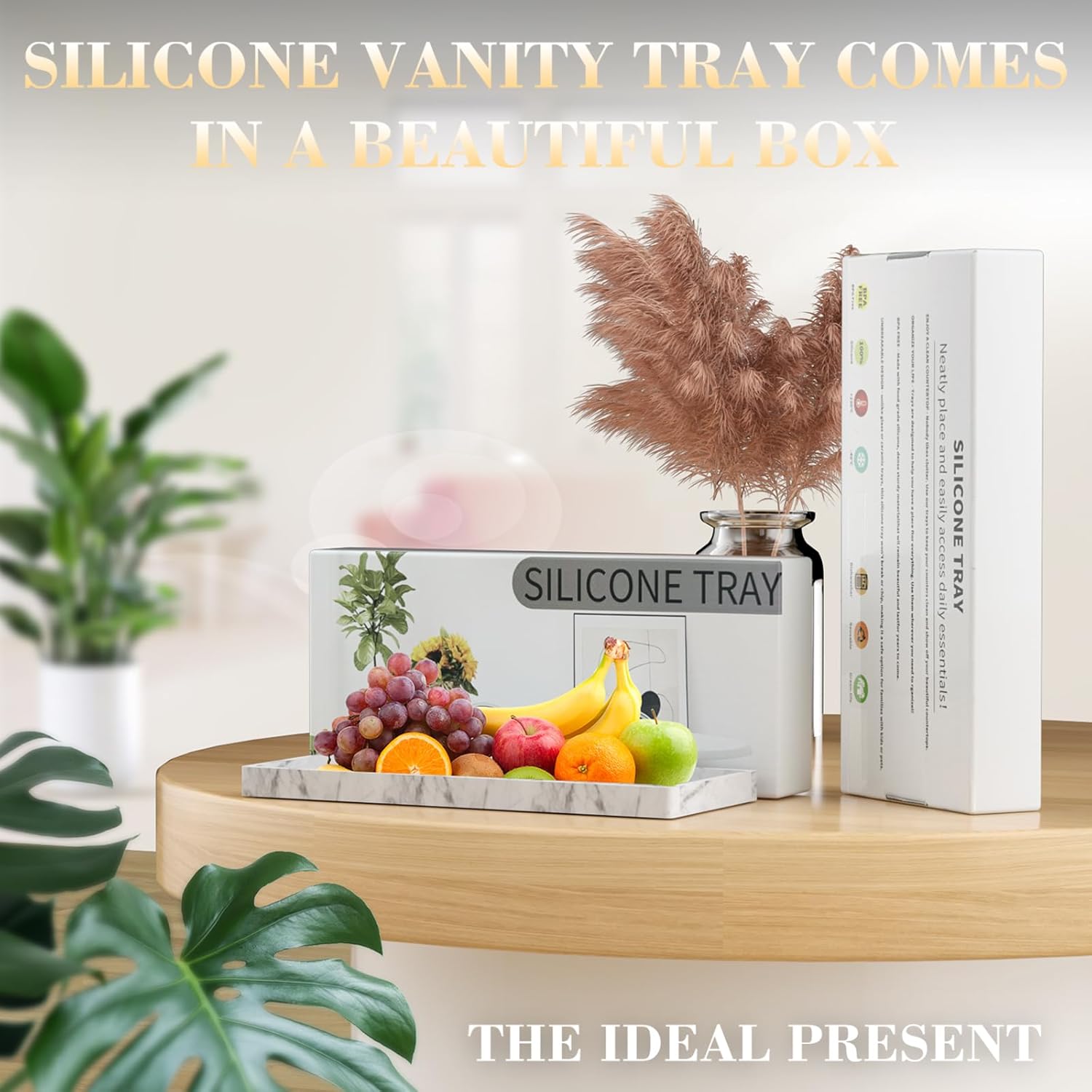 BBK Silicone Vanity Tray 2 Pack - Marble Gray