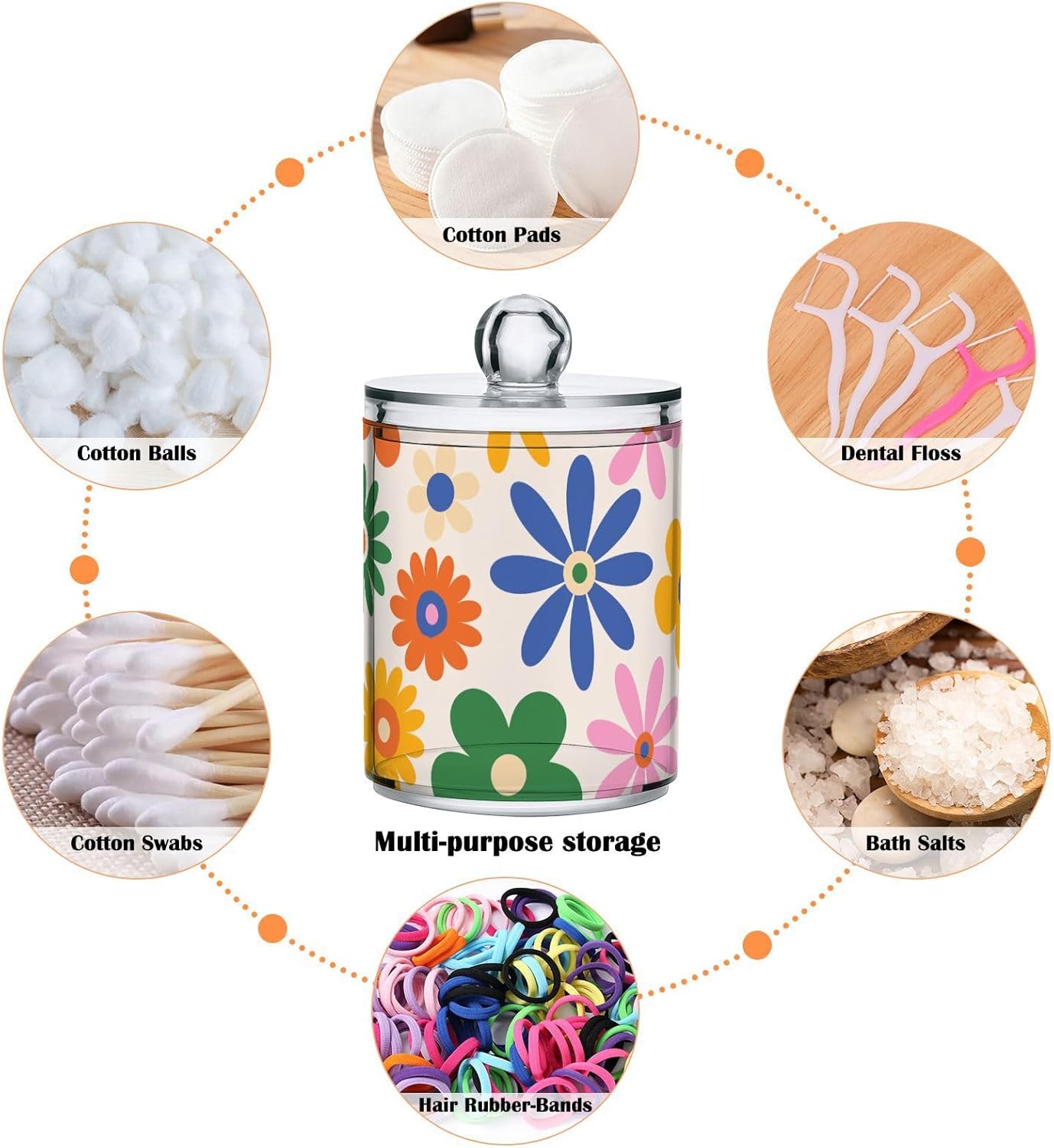 Fustylead 2 Pack Colorful Daisy Flower Dispensers for Cotton Swabs and More