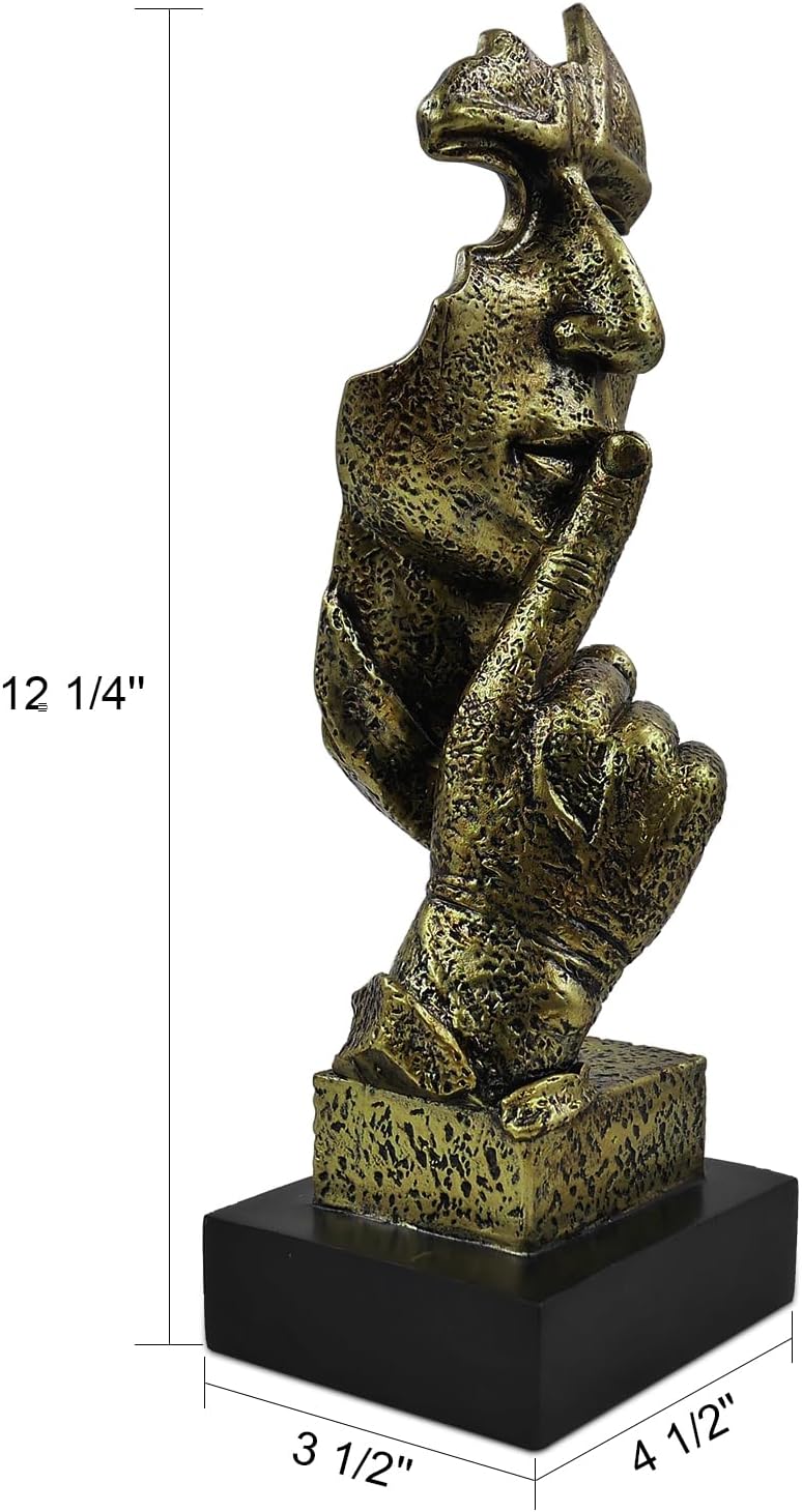 Silence is Golden Resin Statue 12 Bronze Thinker Decor