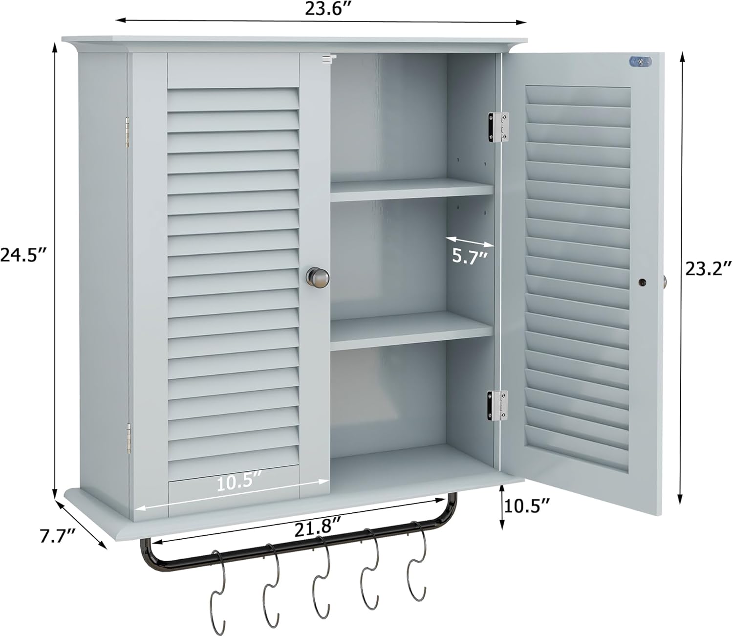 TaoHFE Wall Mounted Medicine Cabinet with Double Shutter Doors and Towel Rack