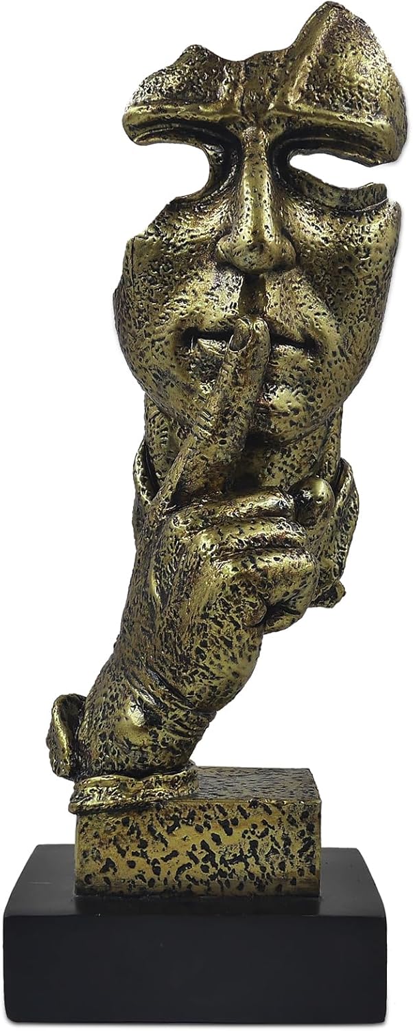 Silence is Golden Resin Statue 12 Bronze Thinker Decor