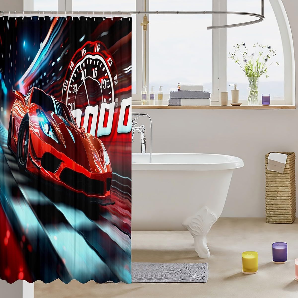 Feelyou Racing Car Shower Curtain Set 72x72