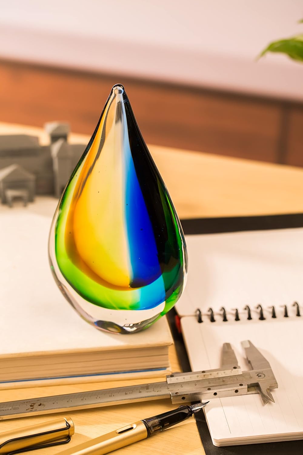 Yao Yuan Hand-Blown Glass Sculpture Blue Green