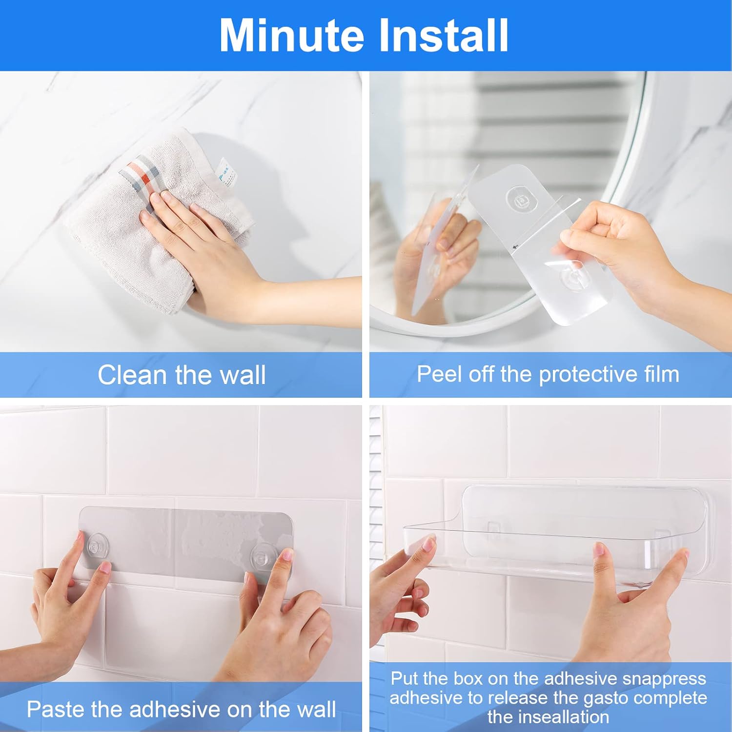 Diesisa Acrylic Shower Caddy with Self-Adhesive Tape