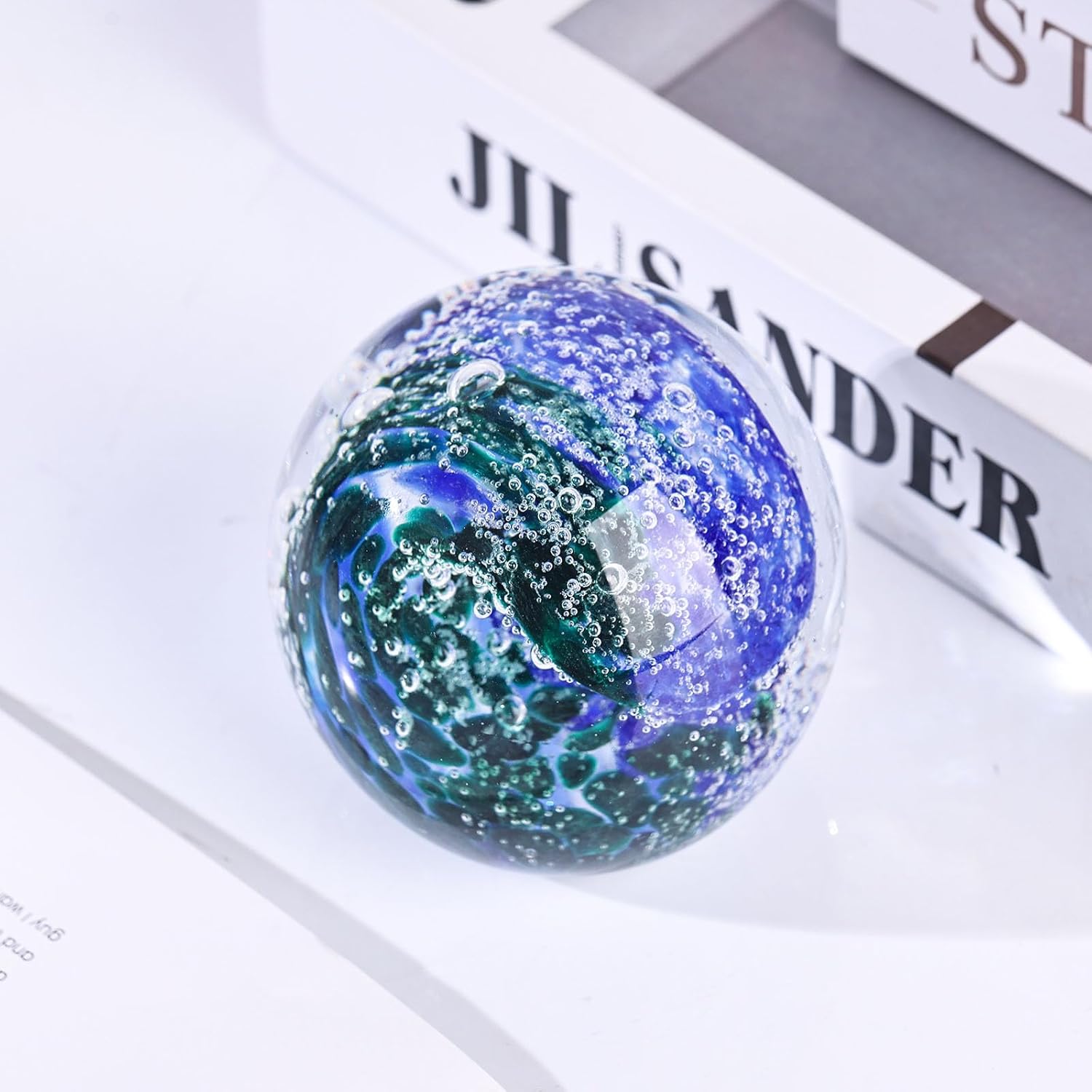 XMGZQ Hand Blown Glass Ocean Waves Figurine