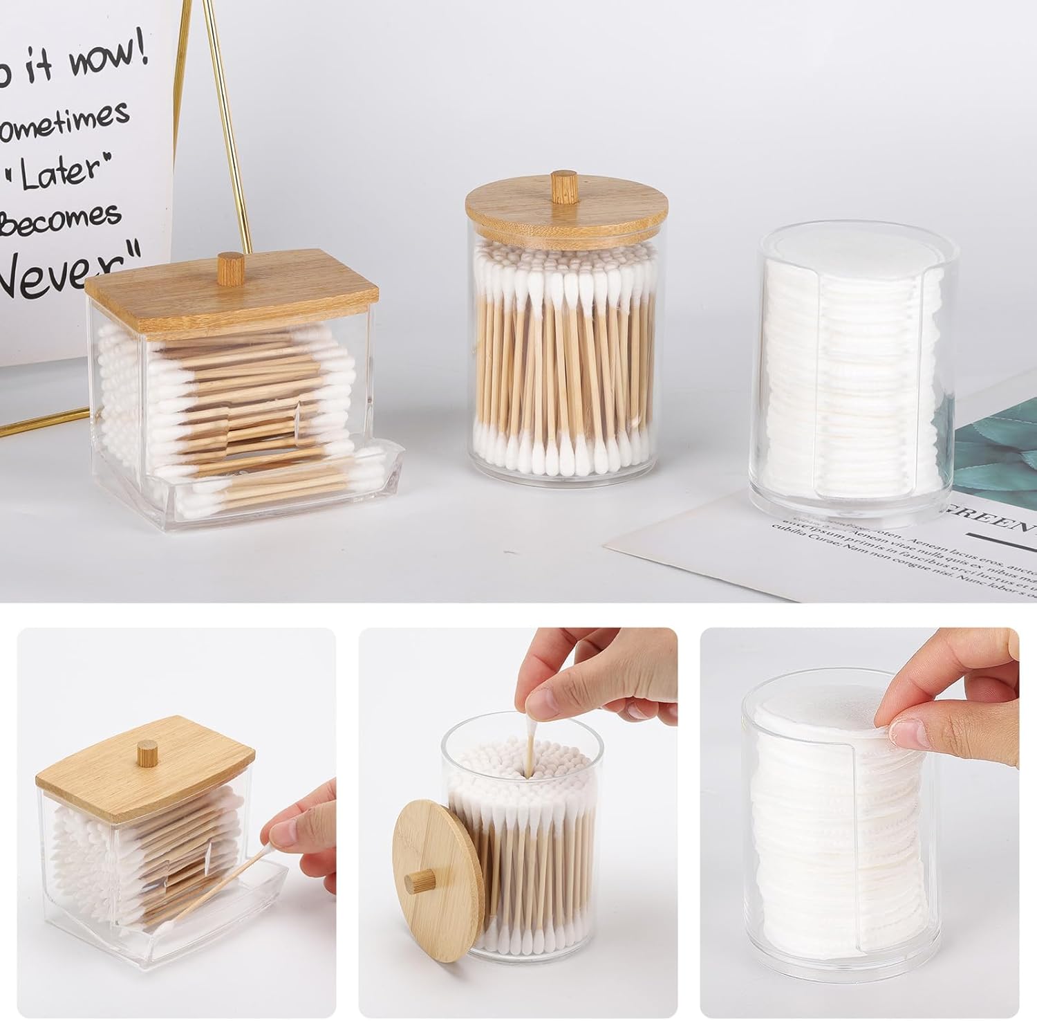 Tbestmax 107oz Qtip Holder Dispenser 4 Pack Beige