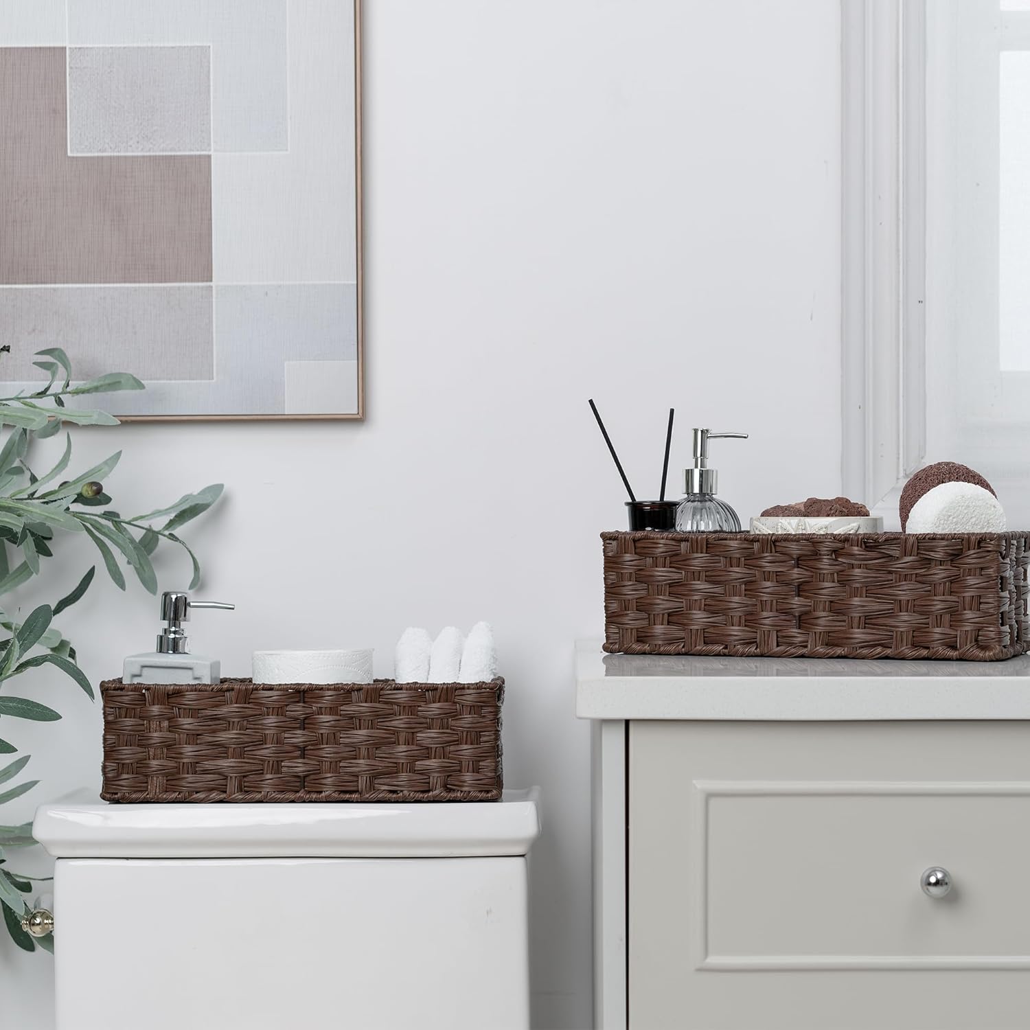 GRANNY SAYS 2-Pack Wicker Bathroom Baskets with Dividers