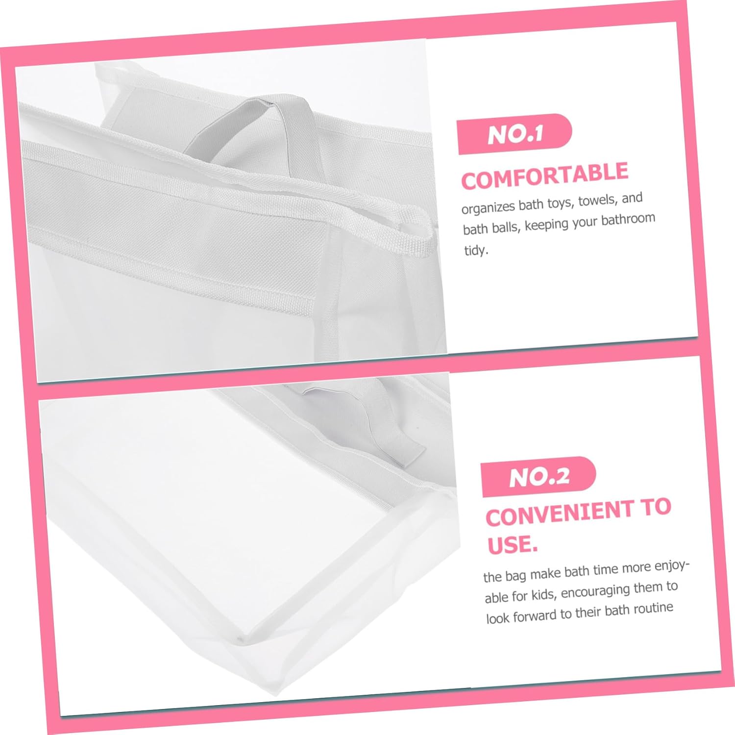 SOLUSTRE Tub Storage Bag with Hanging Straps and Clear Mesh Design