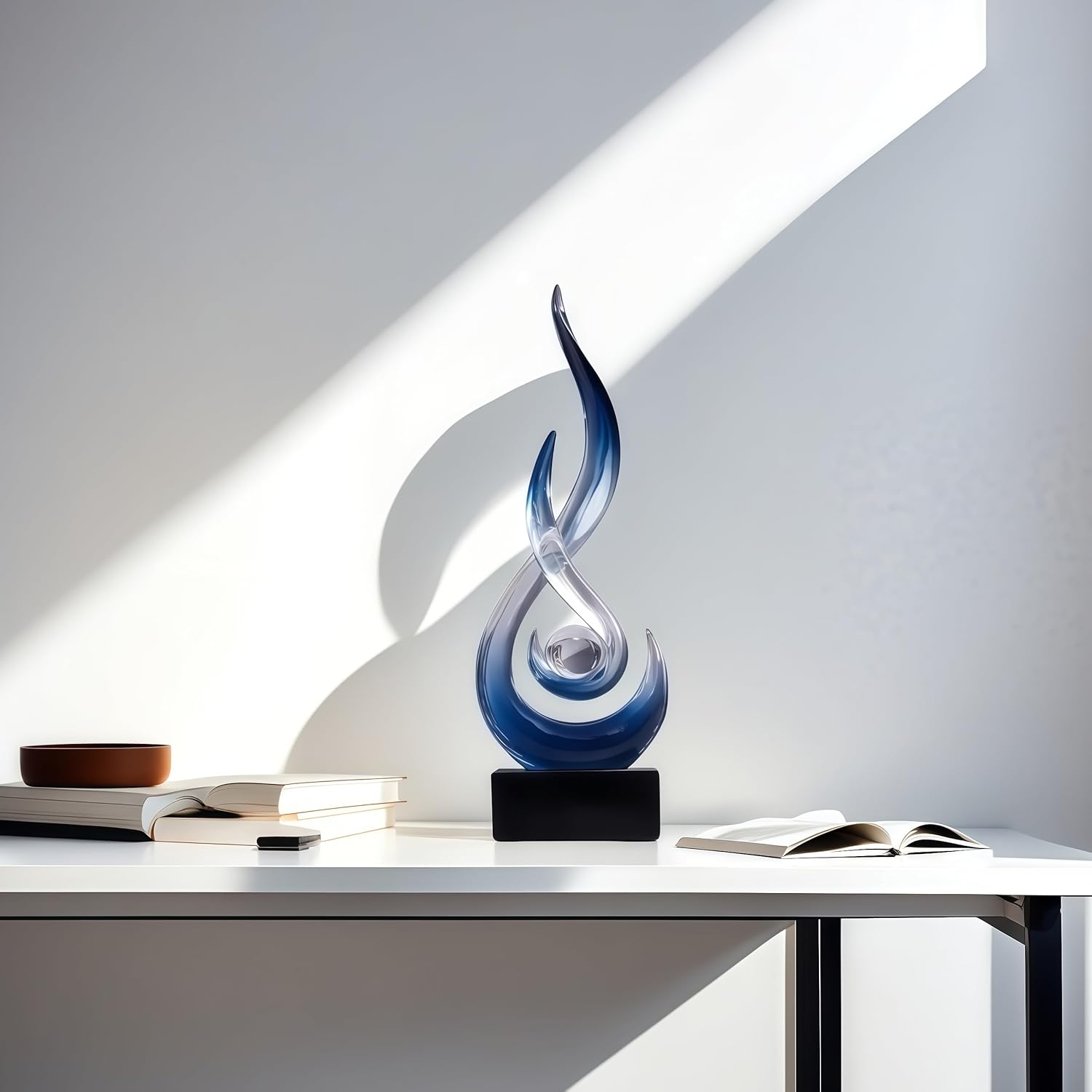 Flame Sculpture Modern Resin Art Decoration in Blue Gradient