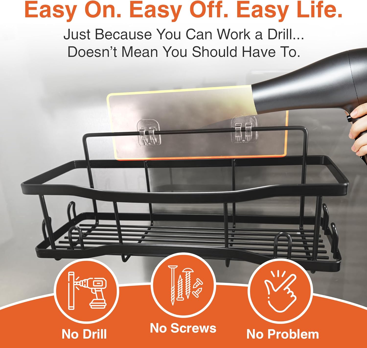 Tribal Cooking Shower Caddy 4 Set 40LB Capacity Black Matte