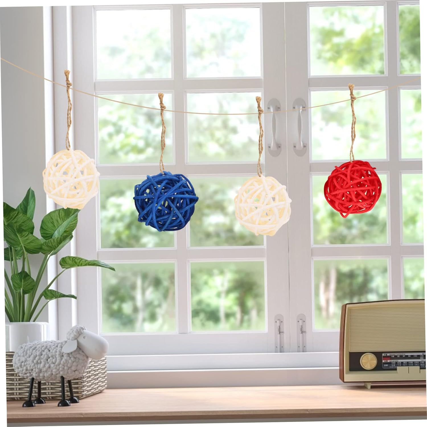 18pcs Rattan Decorative Balls for 4th of July Centerpieces