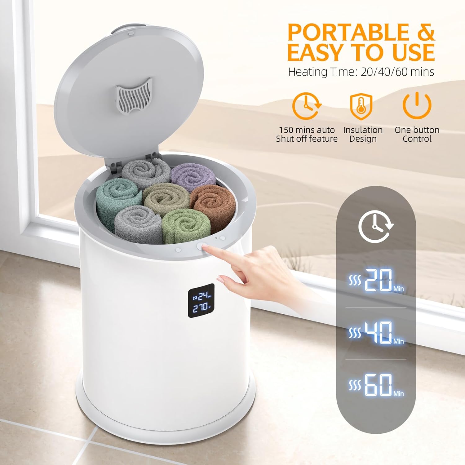 Luxury Hot Towel Warmer with LED Display and 24-Hour Delay
