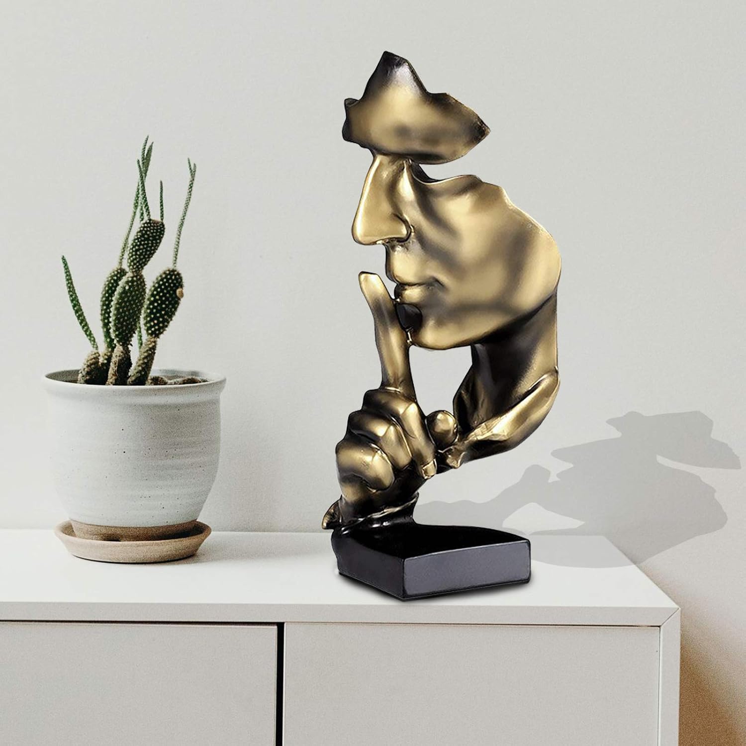 aboxoo Thinker Statue Gold Abstract Art Figurine for Home and Office