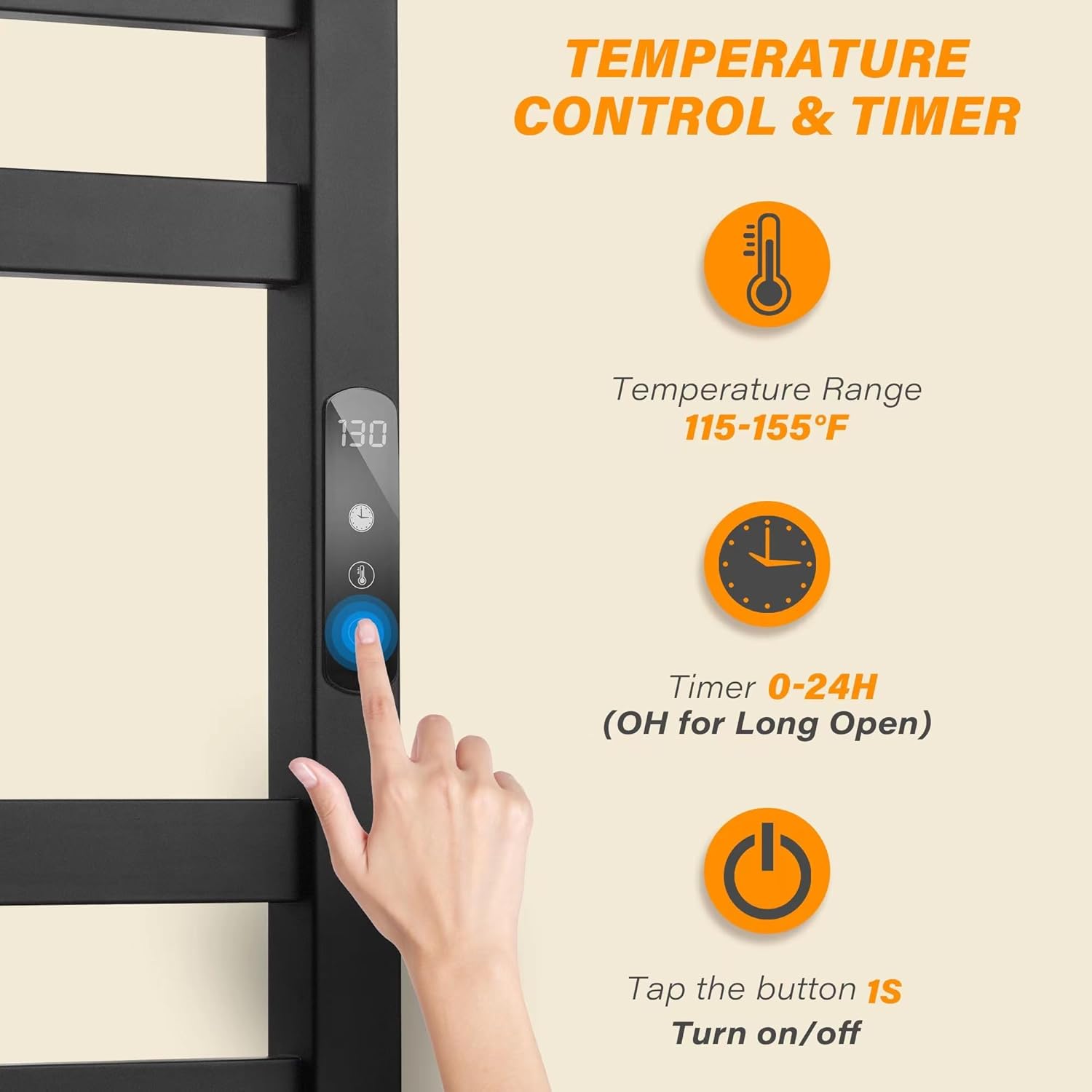 HEWAFAEP Heated Towel Rack with Temperature Control and 24-Hour Timer