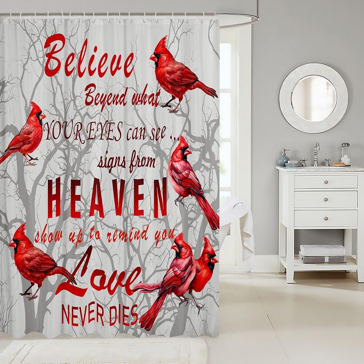 Feelyou Red Birds Shower Curtain Farmhouse Style 72x72