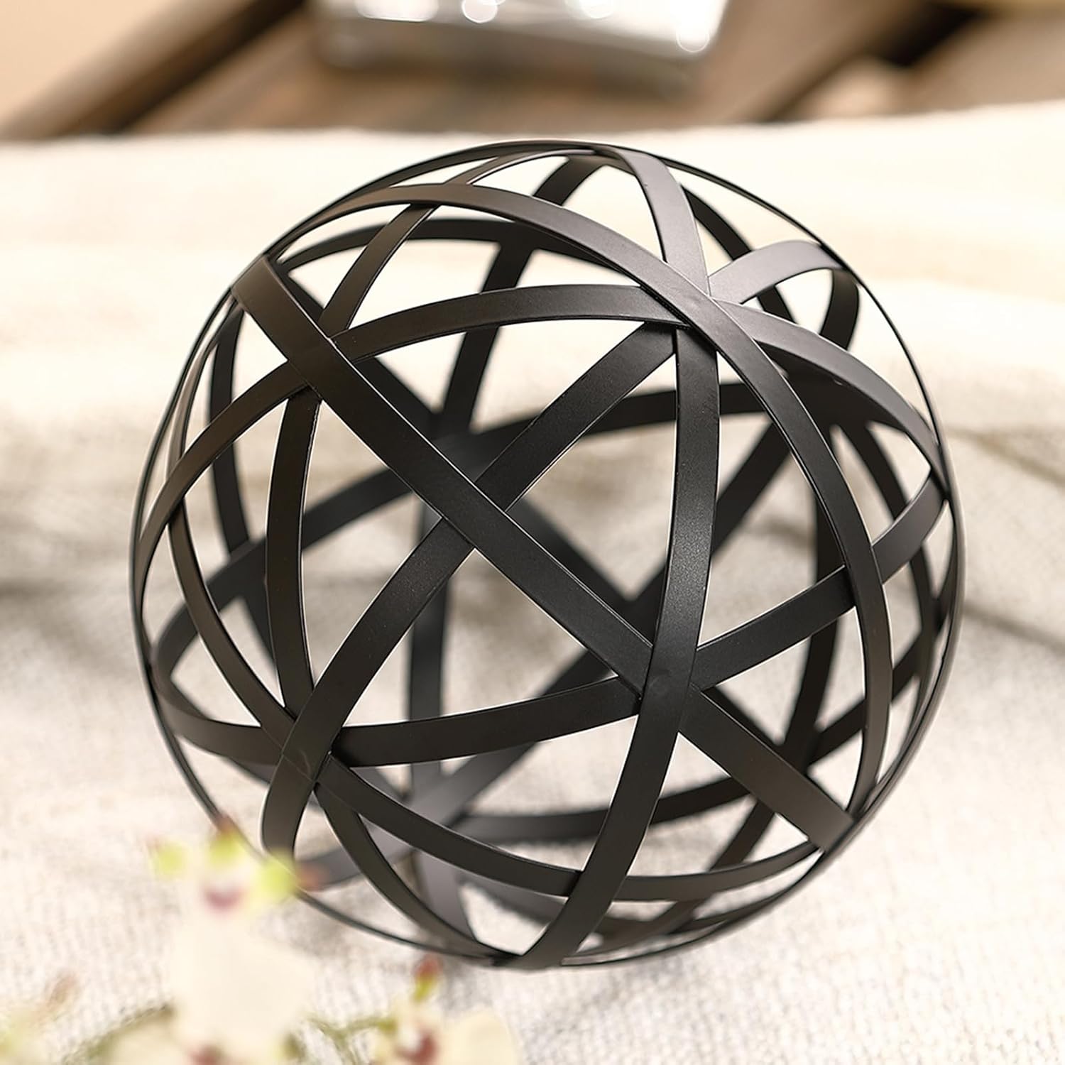 62 Black Metal Decorative Sphere - Modern Home Accent