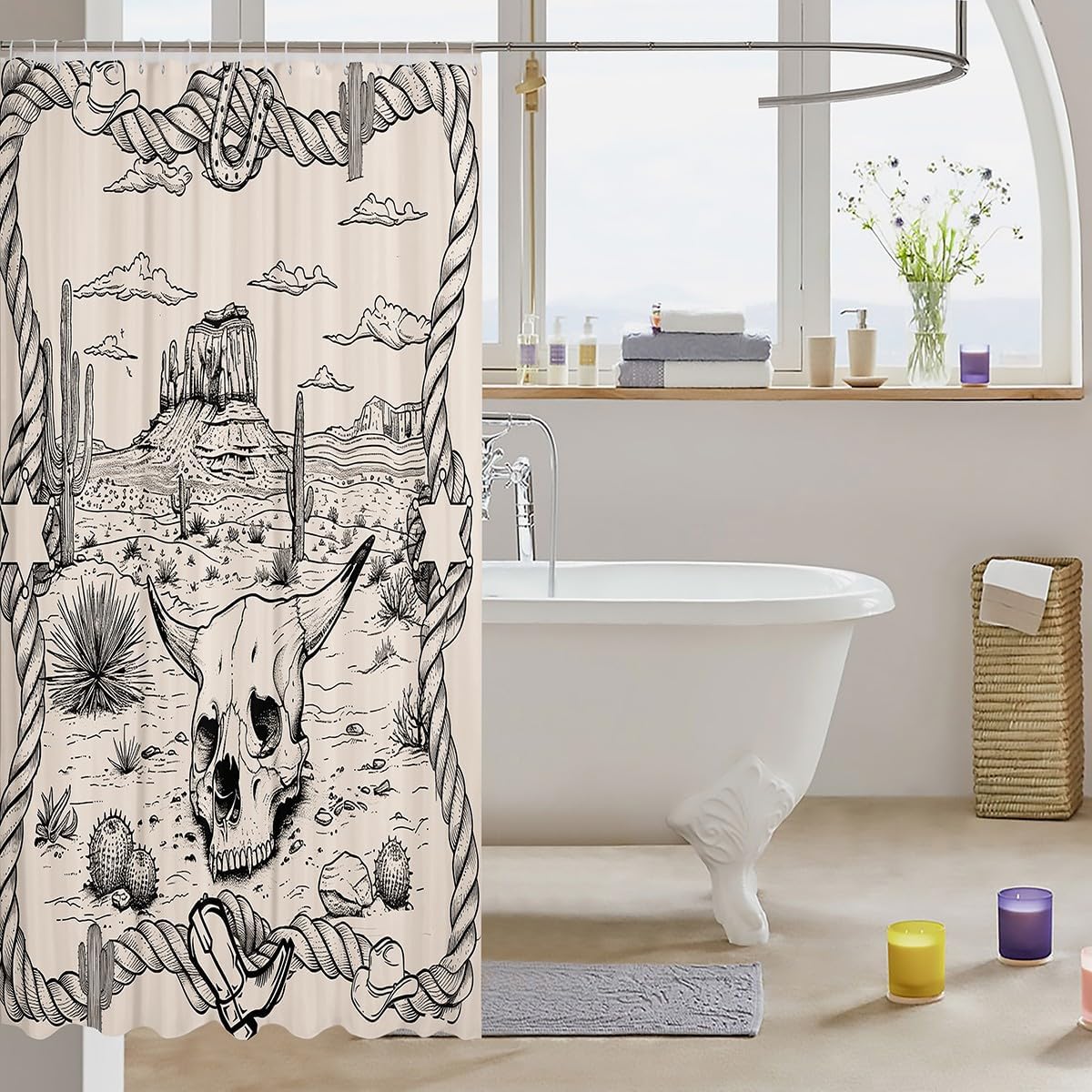 Bull Skull Shower Curtain Set 72x78 for Home