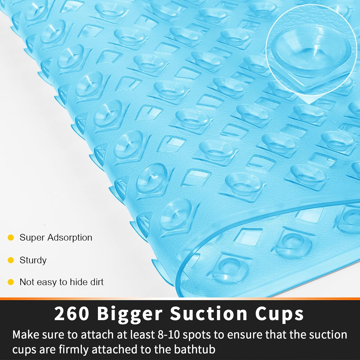 Yimobra Bathtub Mat Non Slip Clear Blue