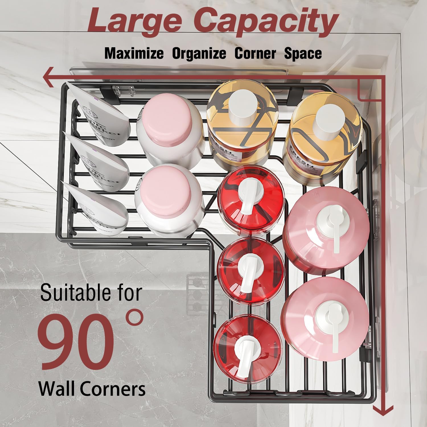 Youvip Adhesive Corner Shower Caddy - 4-Pack Black 1