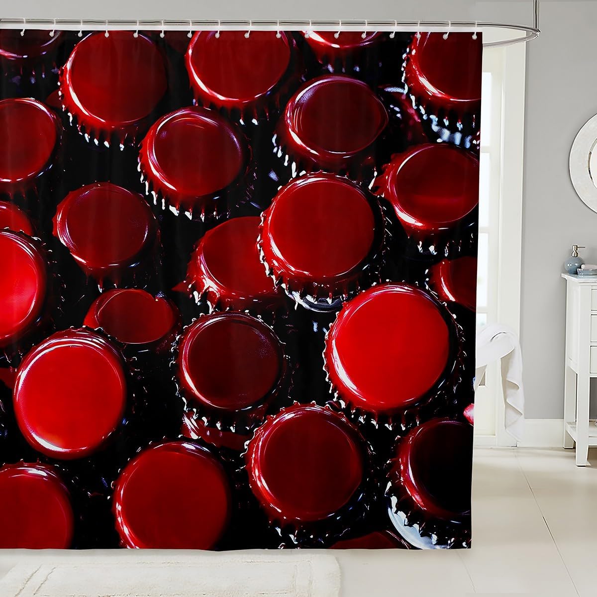 Feelyou Kids Red Cola Shower Curtain Set 72x78