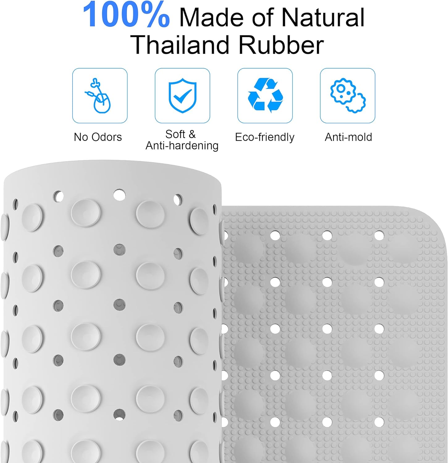 JOYCANO Natural Rubber Bath Mat 28x16 Non Slip