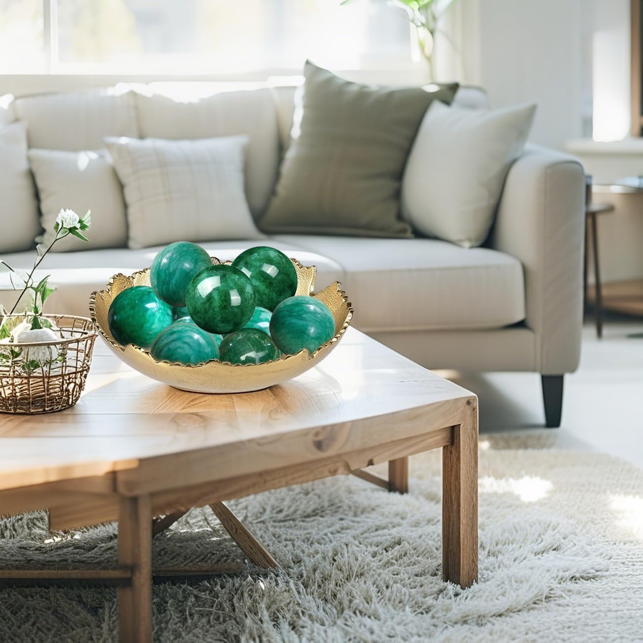 Natural Green Stone Ball 47cm 6 PCS for Feng Shui Decor