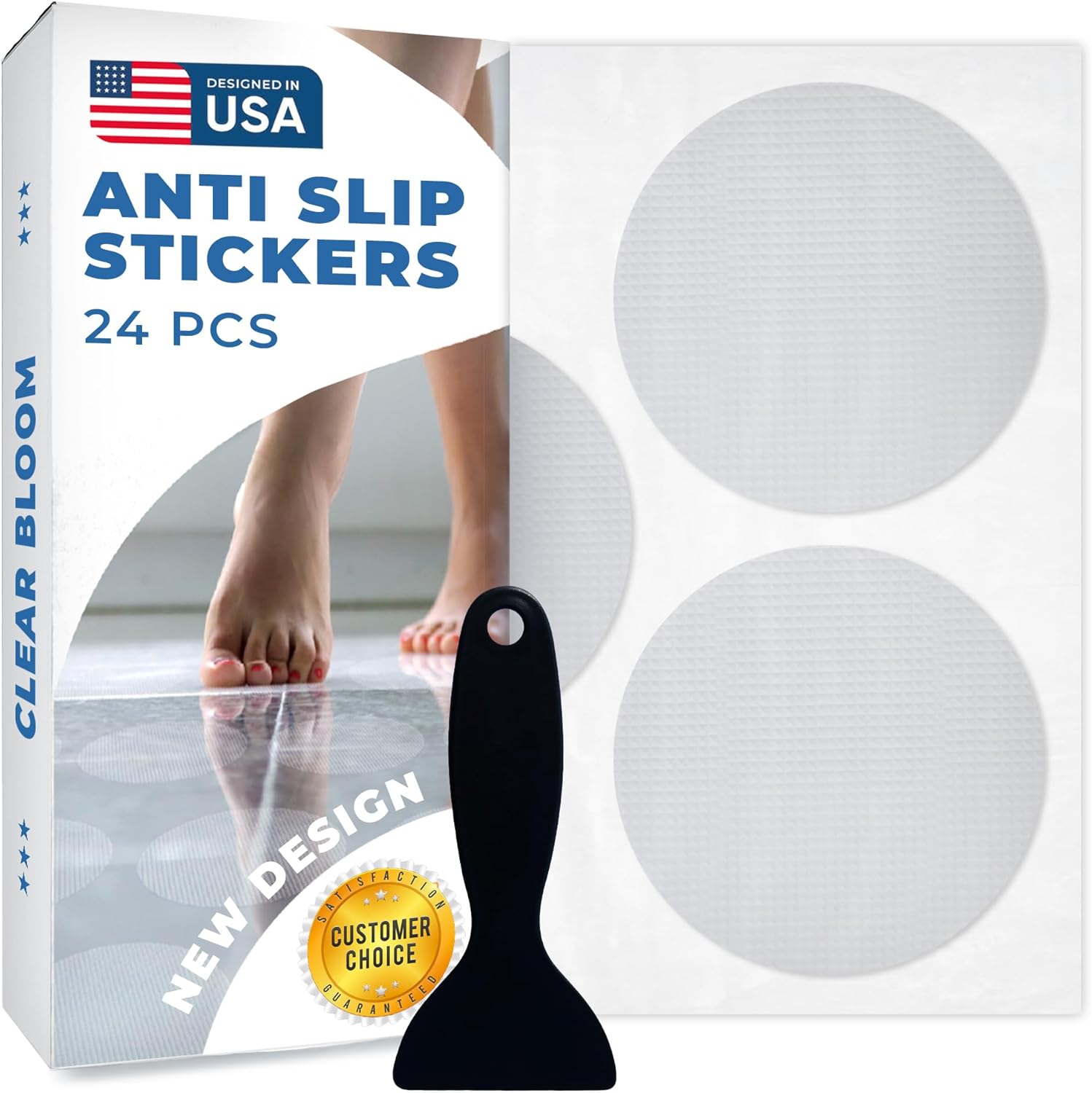 Clear Bloom Anti-Slip Shower Stickers 24 PCS 1