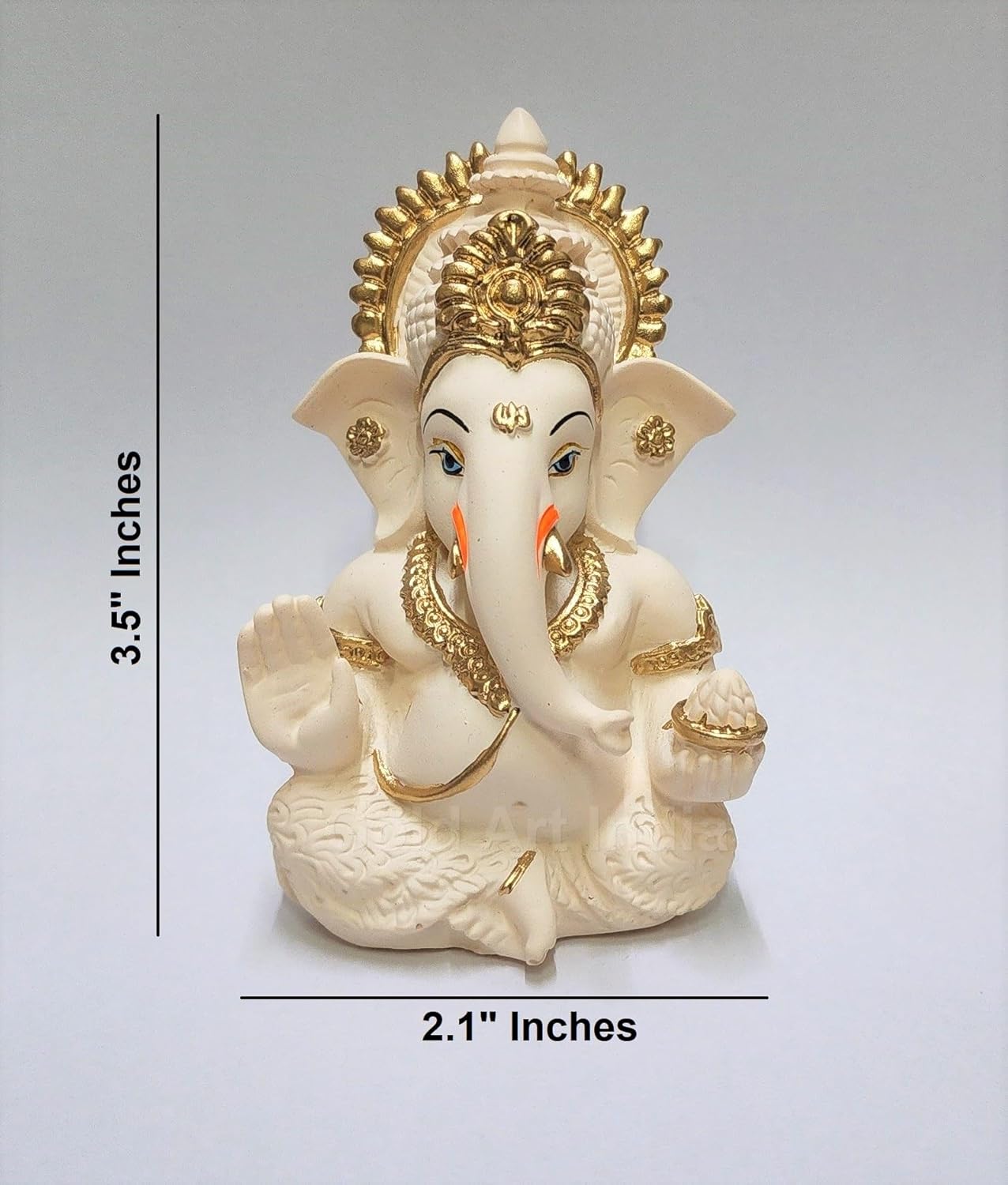 Peach Ivory Ganesha Idol for Home Decor and Car Dashboard