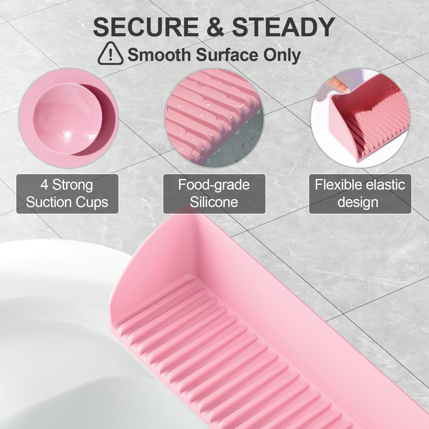 Roslim 2Pack Silicone Splash Guard for Kids with 4 Suction Cups Pink