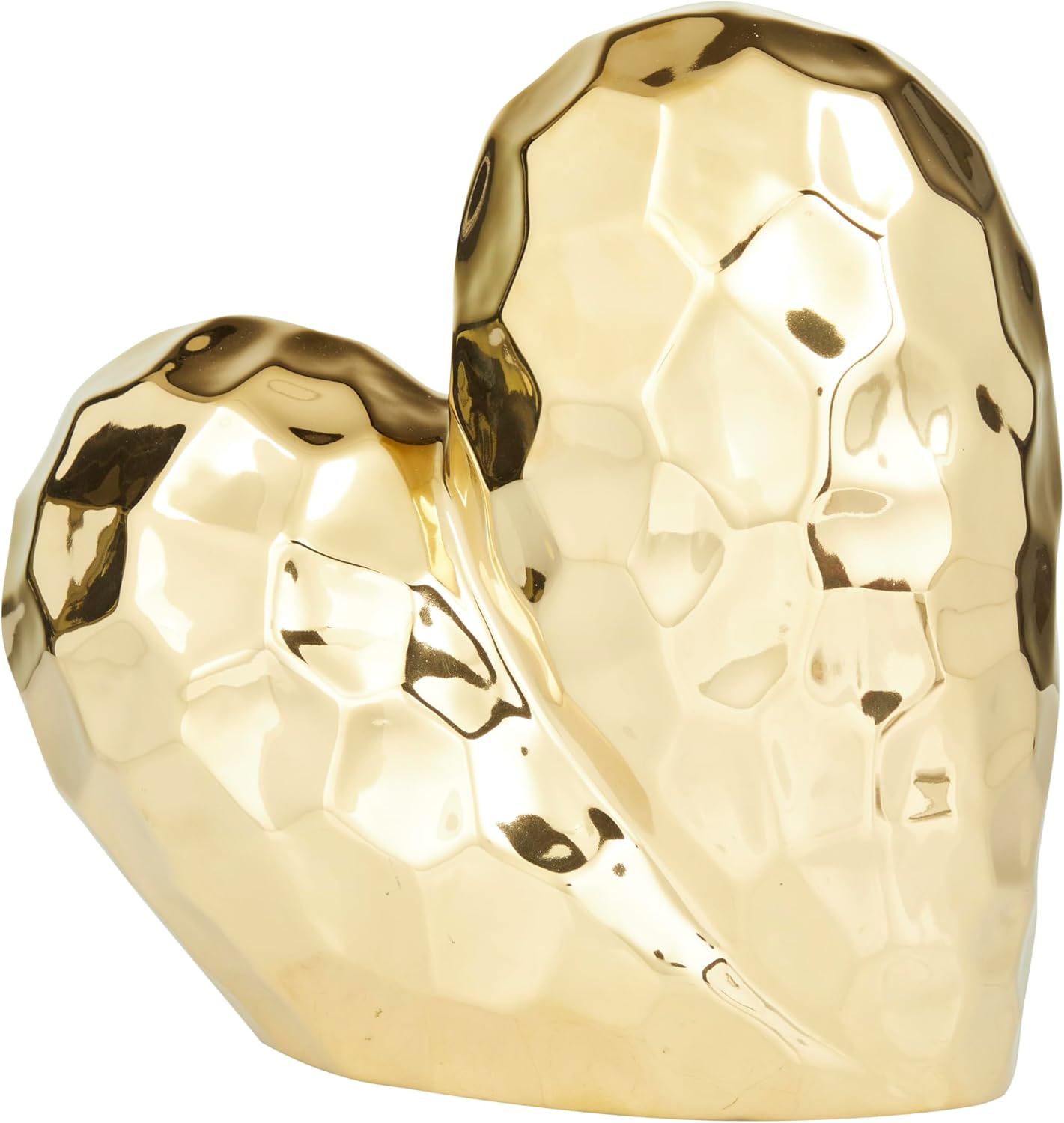 Deco 79 Gold Porcelain Heart Sculpture 8x3x8
