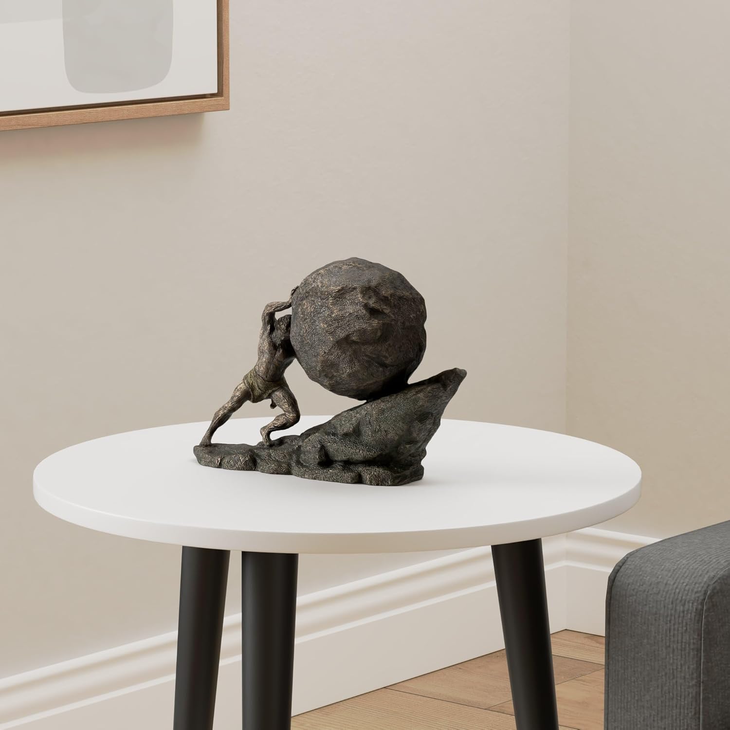 Veronese Design 8 18 Inch Sisyphus and The Eternal Boulder Bronze Finish Statue