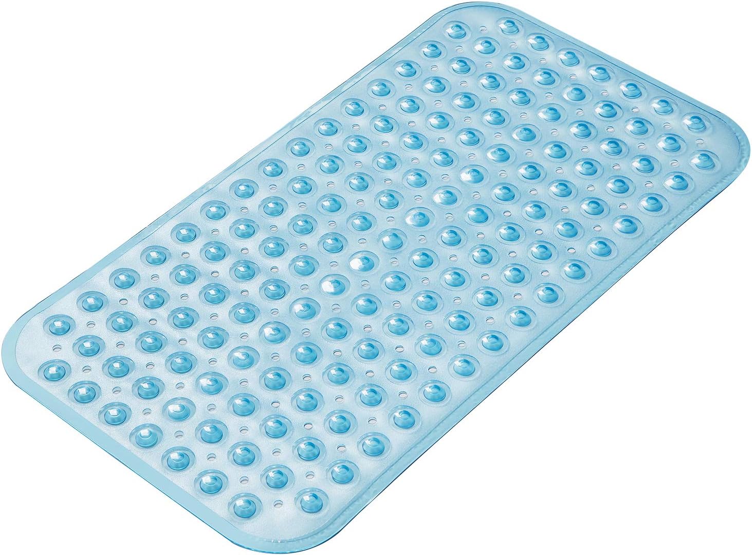 AmazerBath Clear Blue Bath Mat 276 x 15 Inches Non-Slip with Suction Cups