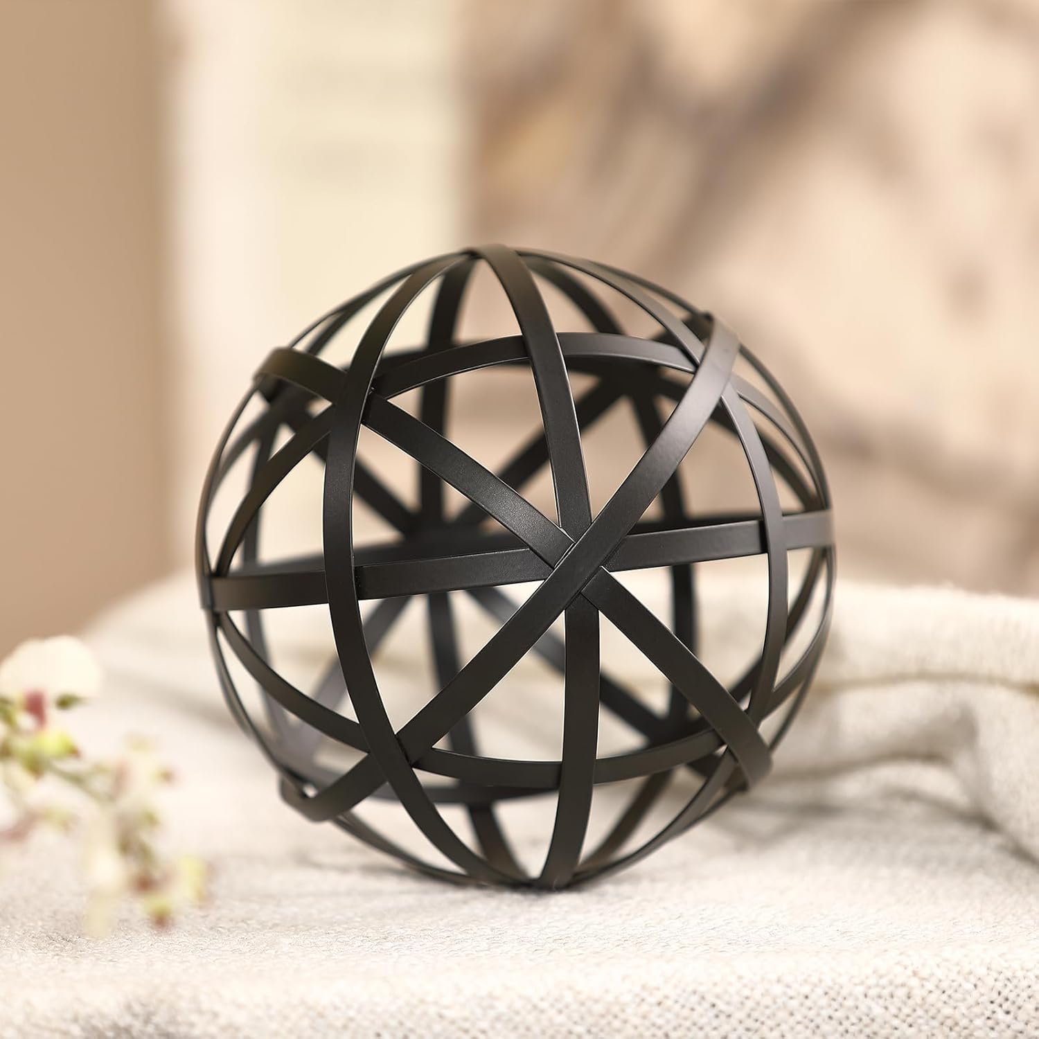 62 Black Metal Decorative Sphere - Modern Home Accent
