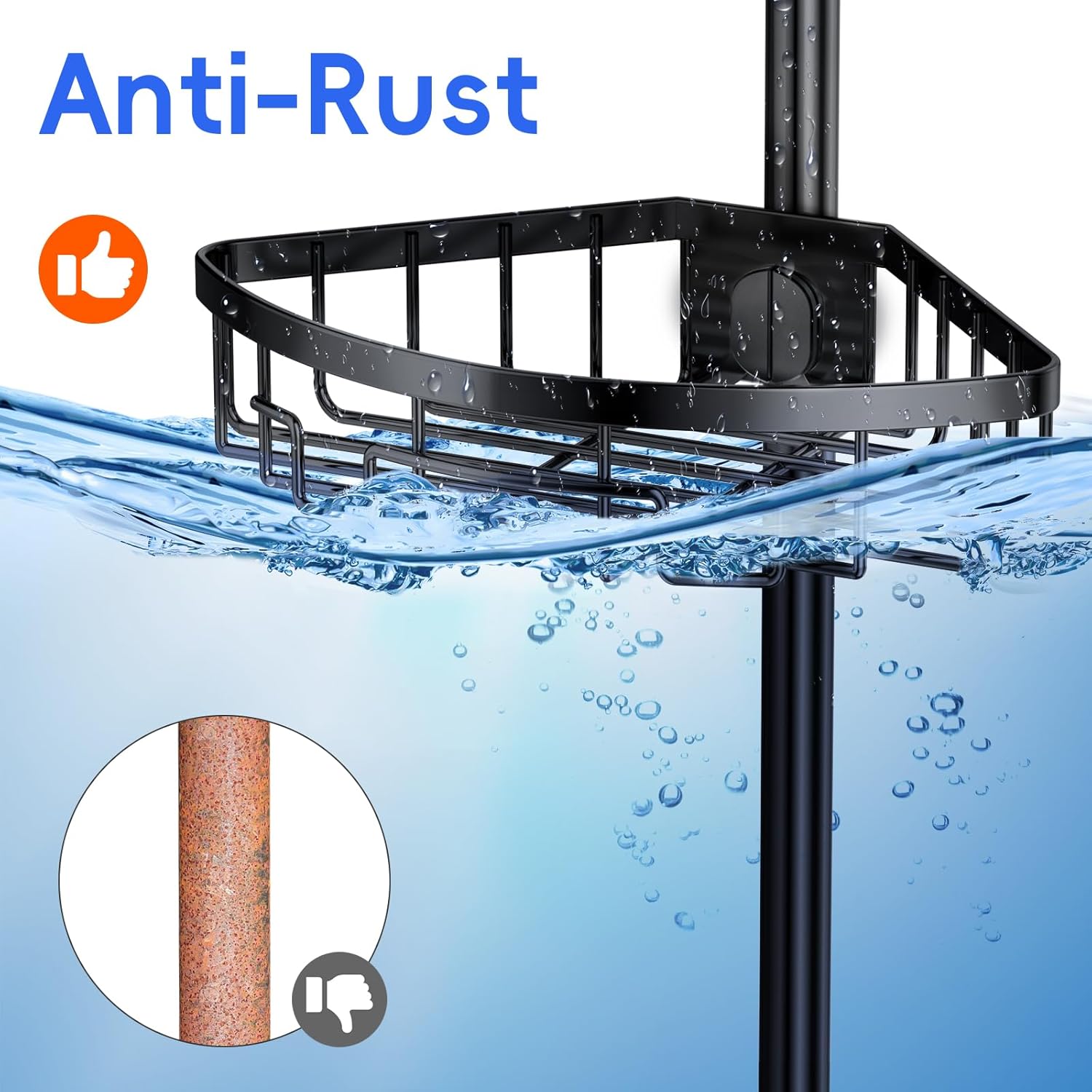 Coonoor Corner Shower Caddy with Tension Pole - 4-Tier Rustproof Organizer