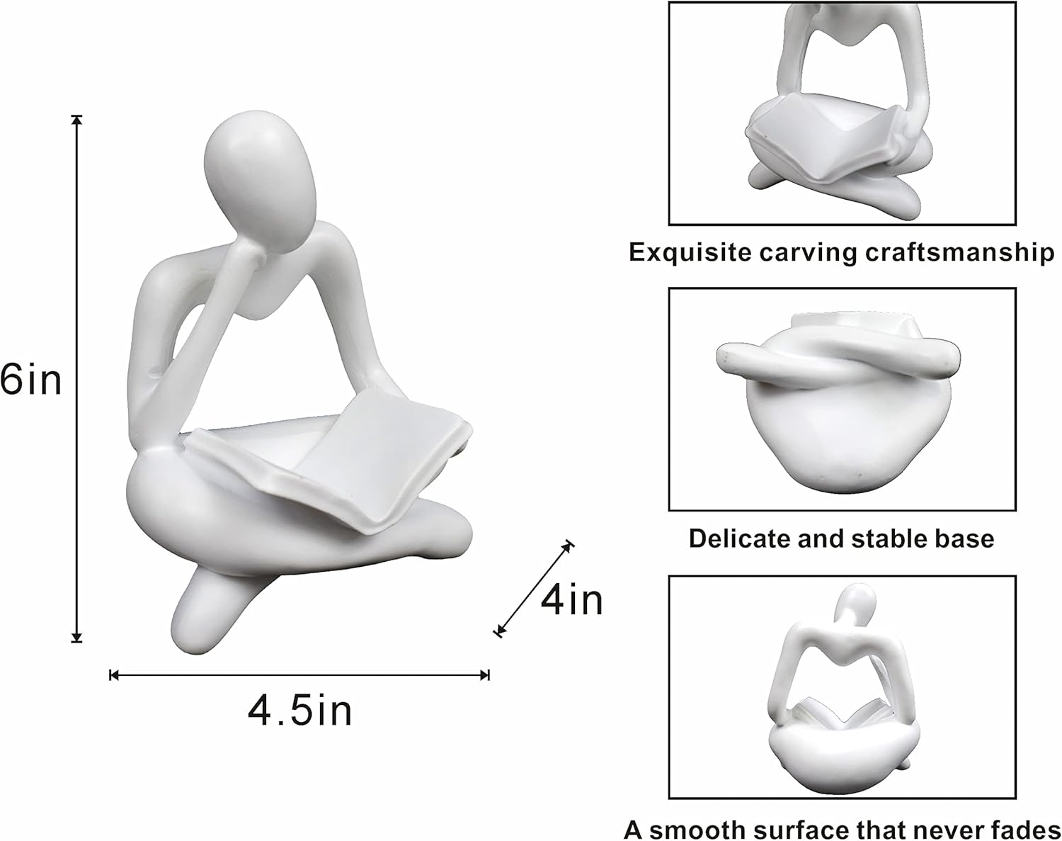 Modern White Thinker Statue Abstract Sculpture Home Decor
