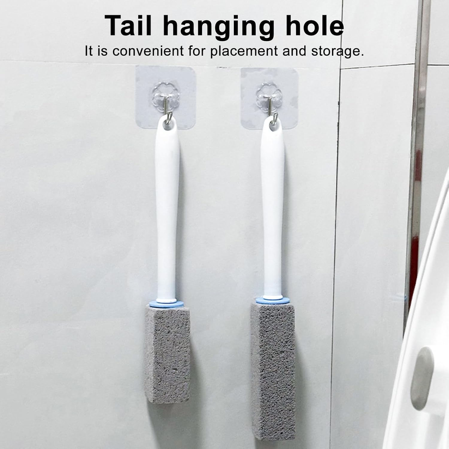 Pumice Stone Toilet Cleaner with Long Handle 1 Handle 4 Replaceable Pumice Heads