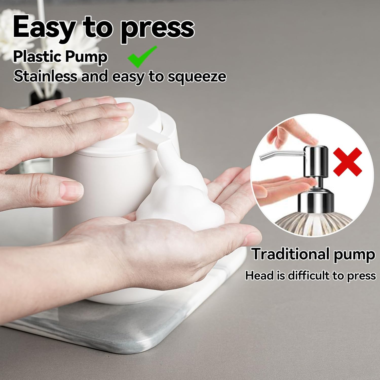 AZMOYAC Matte White Ceramic Foaming Soap Dispenser 12 Oz