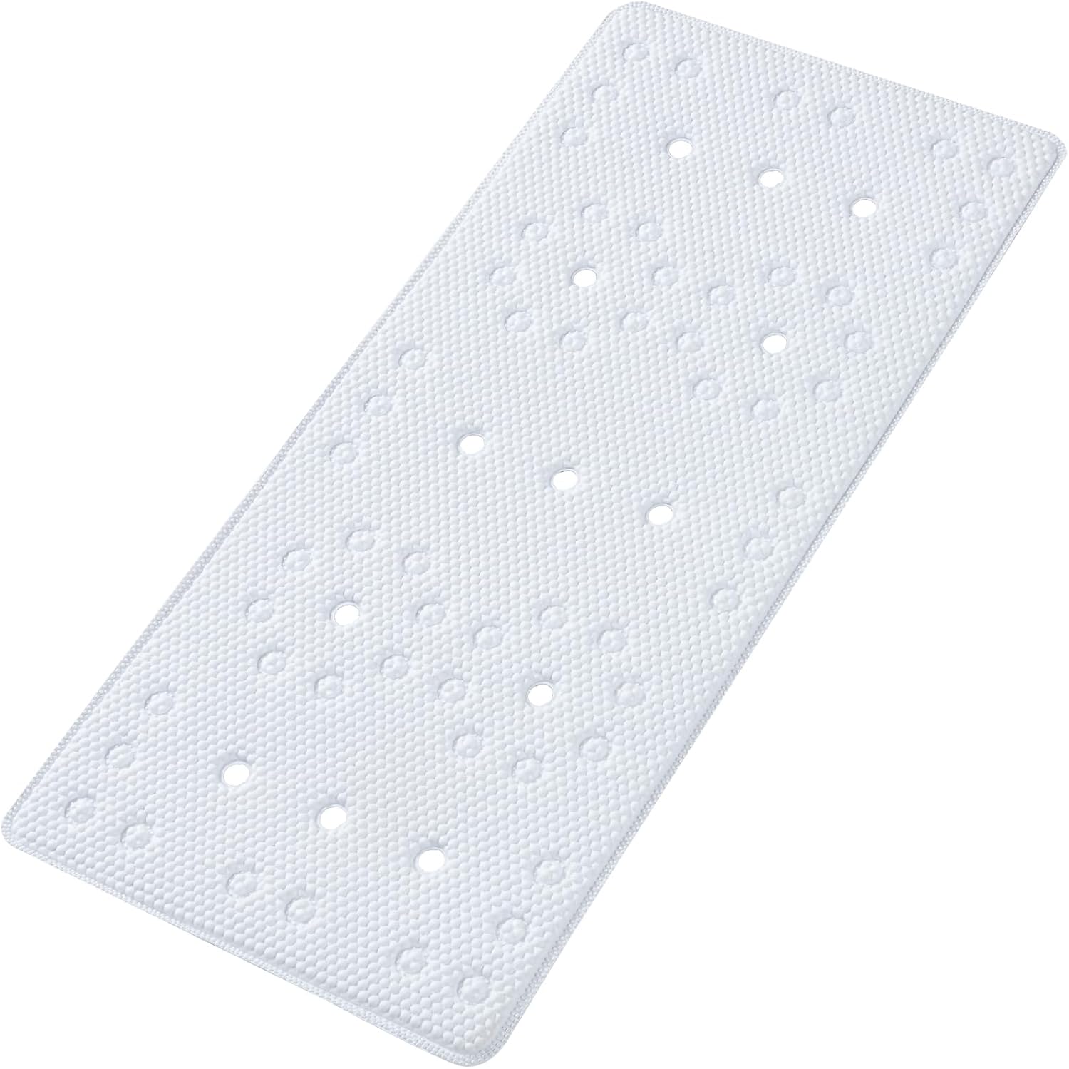 Webos Bathtub Mat Non Slip - Soft Foam Safety Mat with Suction Cups and Drain Holes for Elderly Kids and Home Use White
