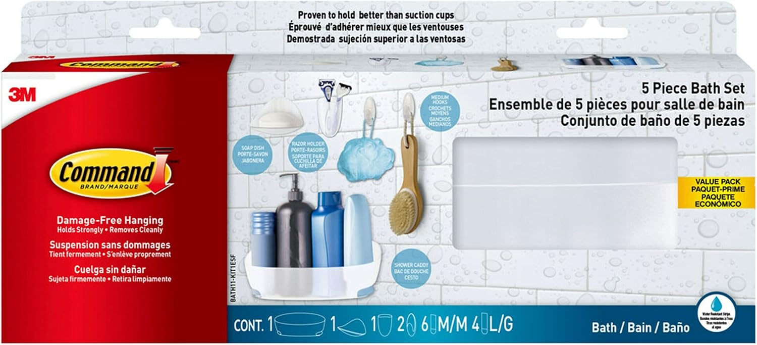 Command Bathroom Accessories 5-Piece Organizer Set