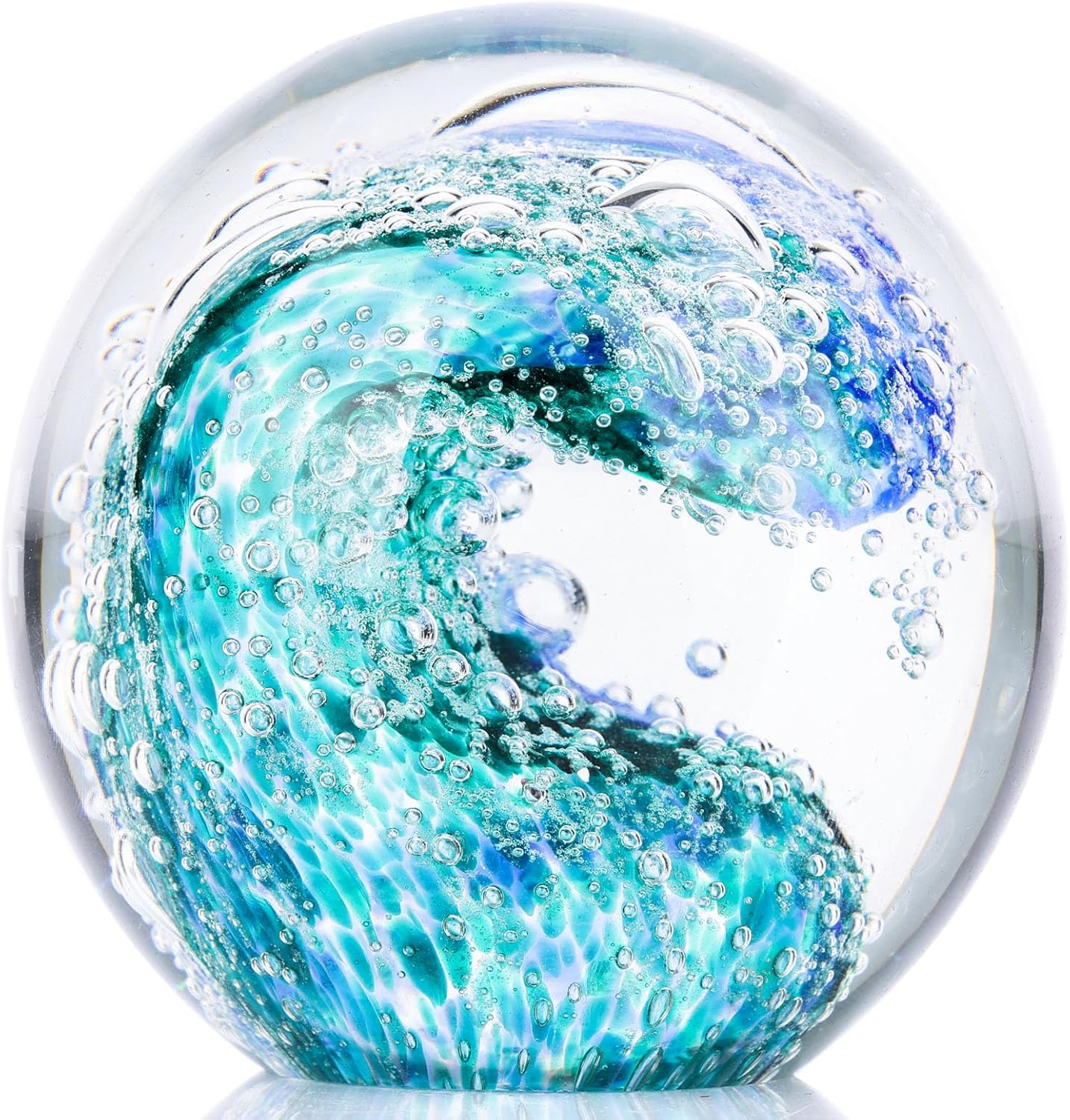 XMGZQ Hand Blown Glass Ocean Waves Figurine