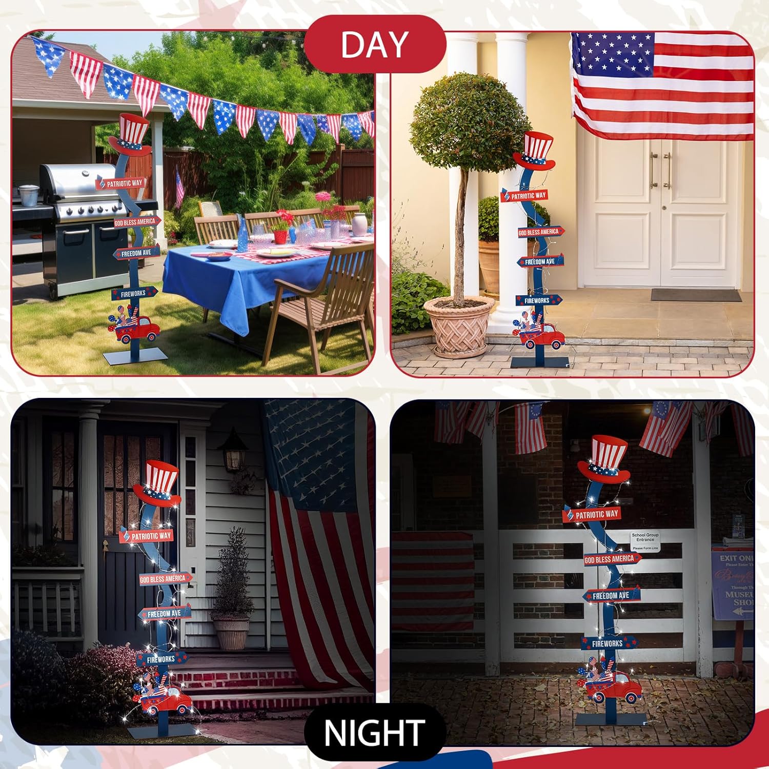 Yousoontic 45 Patriotic Wooden Yard Stake Sign