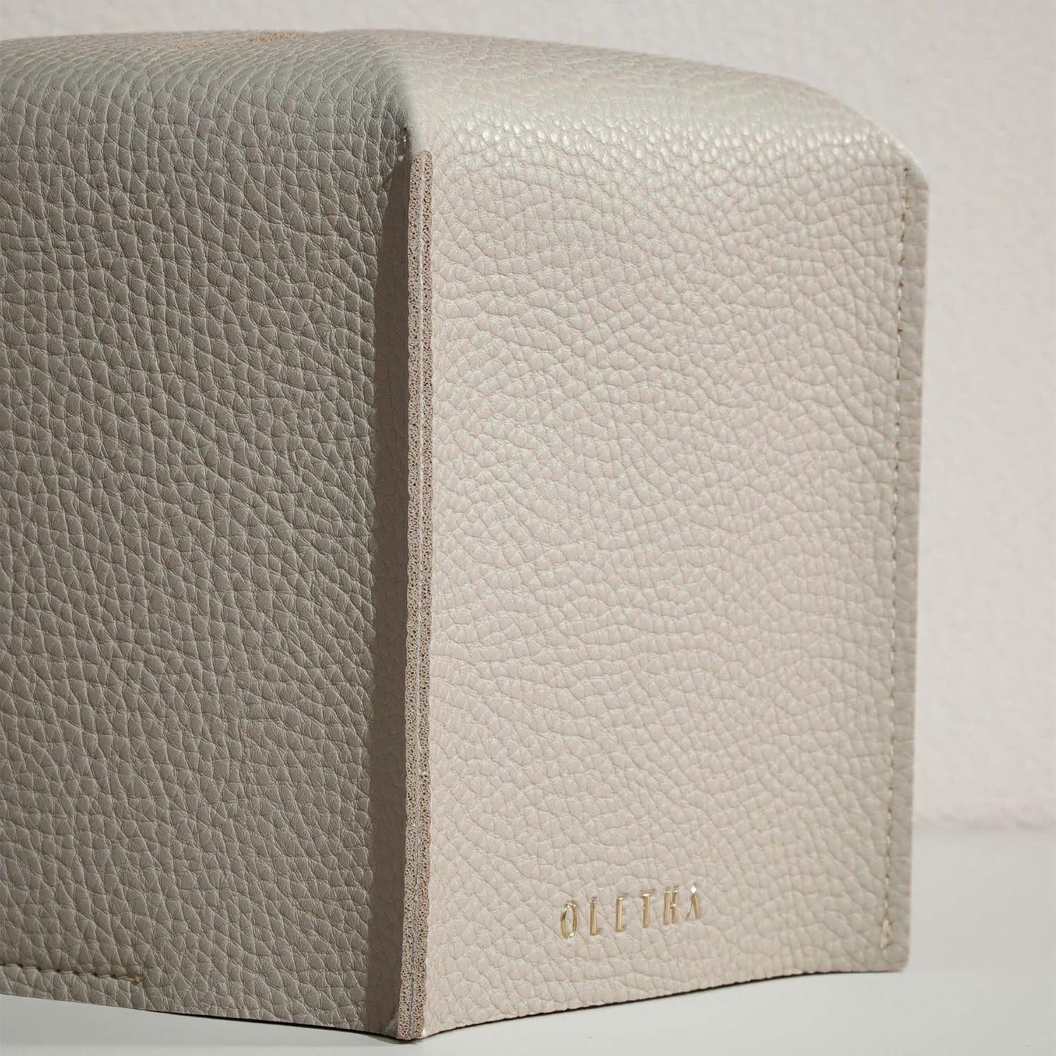 OLETHA Square Tissue Box Cover - Light Taupe 1