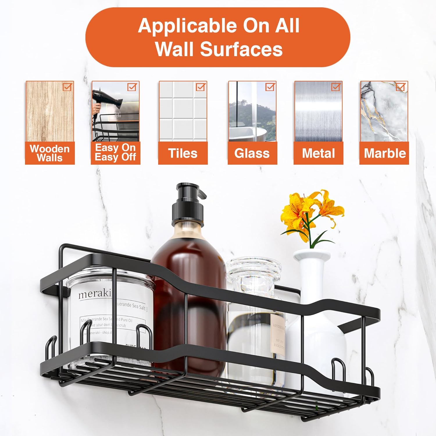 Tribal Cooking Shower Caddy 4 Set 40LB Capacity Black Matte